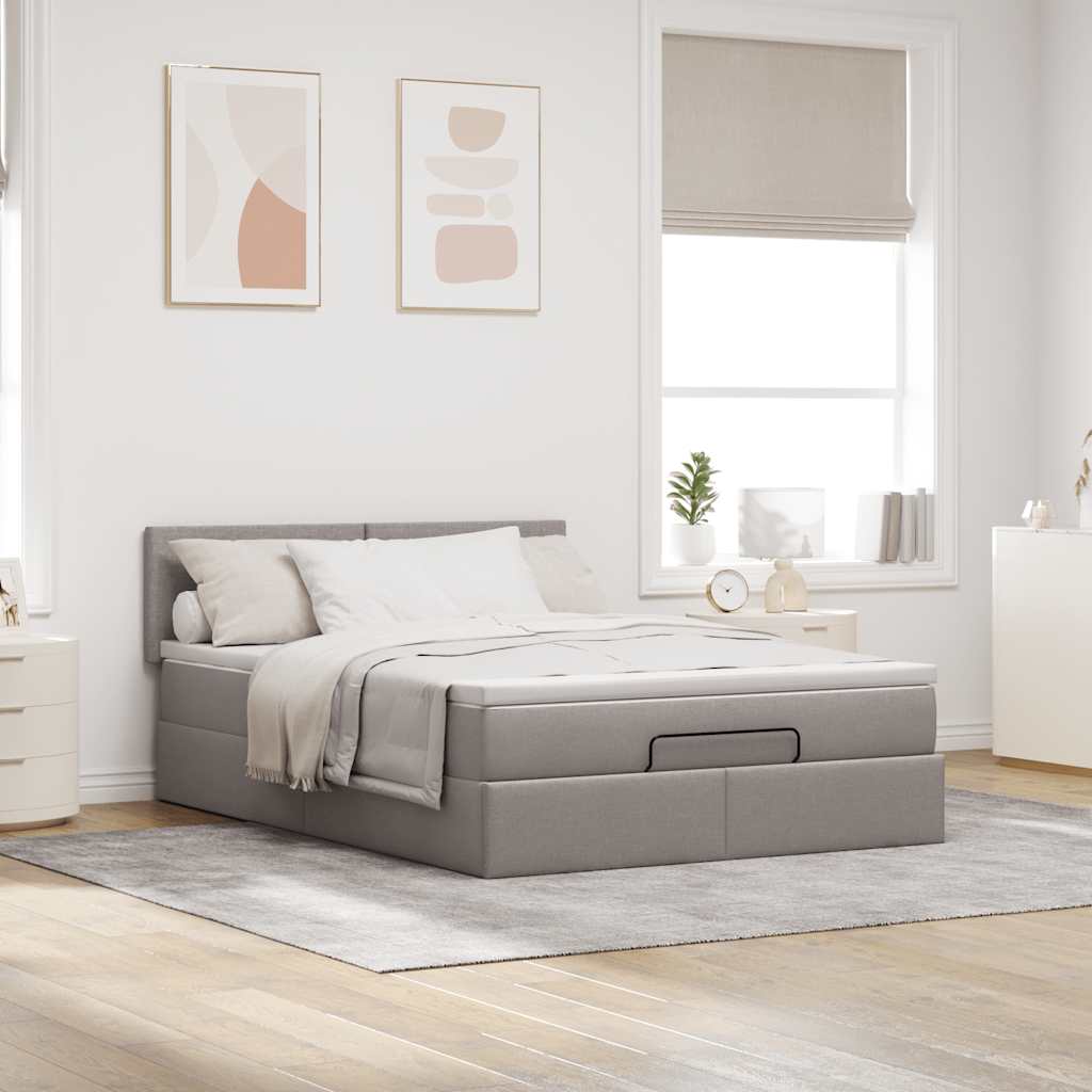 Ottoman bed met matras 140x200cm stof taupe