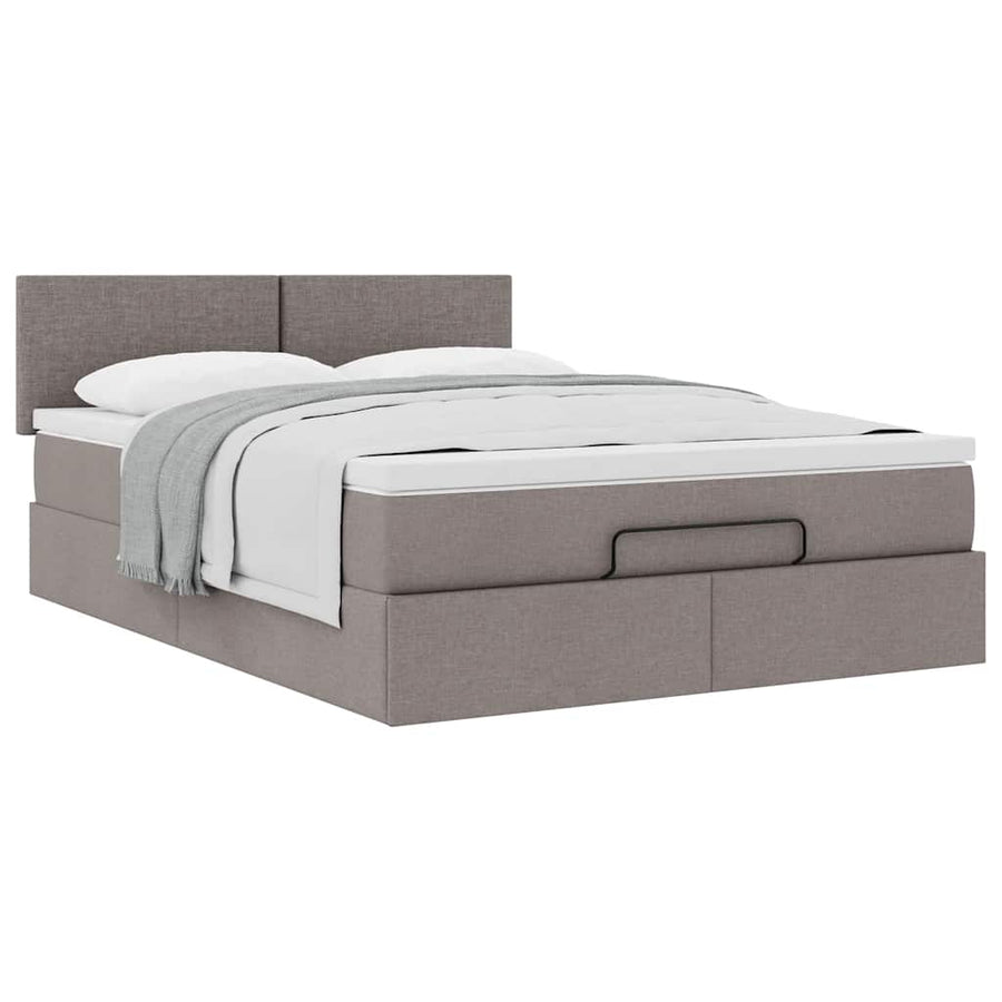 Ottoman bed met matras 140x200cm stof taupe