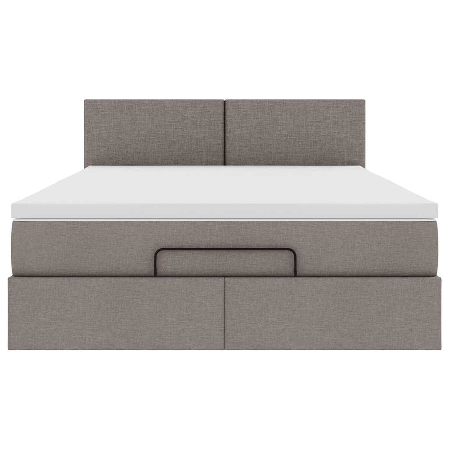 Ottoman bed met matras 140x200cm stof taupe