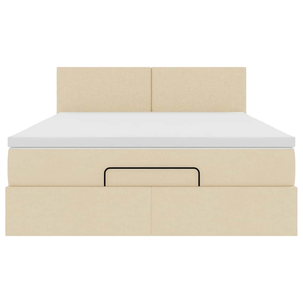 Ottoman bed met matras 140x200cm stof crèmekleurig