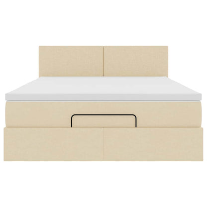 Ottoman bed met matras 140x200cm stof crèmekleurig