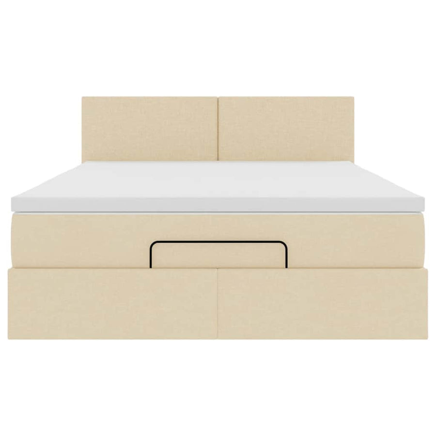 Ottoman bed met matras 140x200cm stof crèmekleurig