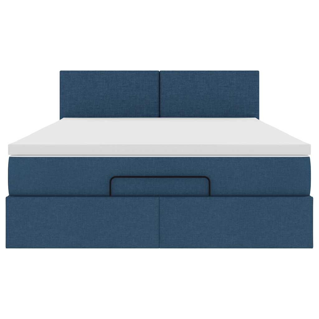 Ottoman bed met matras 140x200cm stof blauw