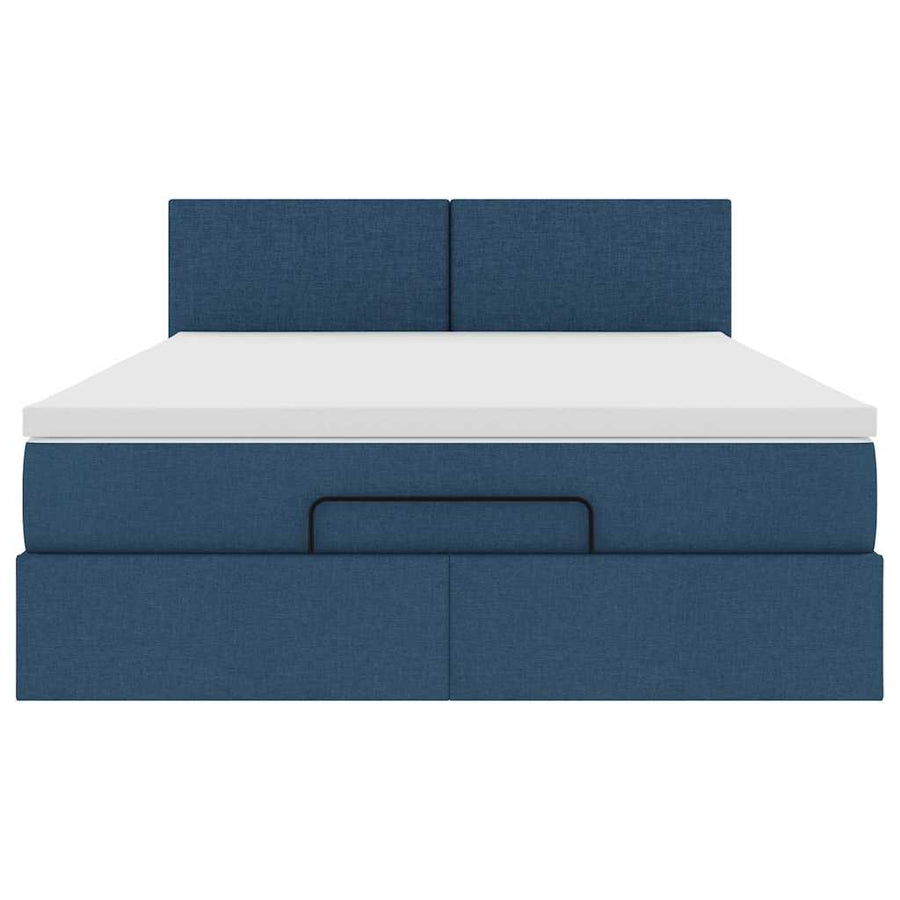 Ottoman bed met matras 140x200cm stof blauw