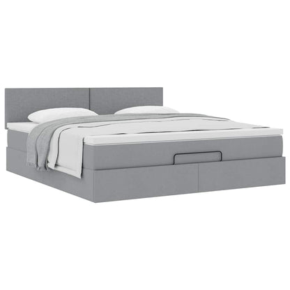 Ottoman bed met matras 160x200cm stof lichtgrijs