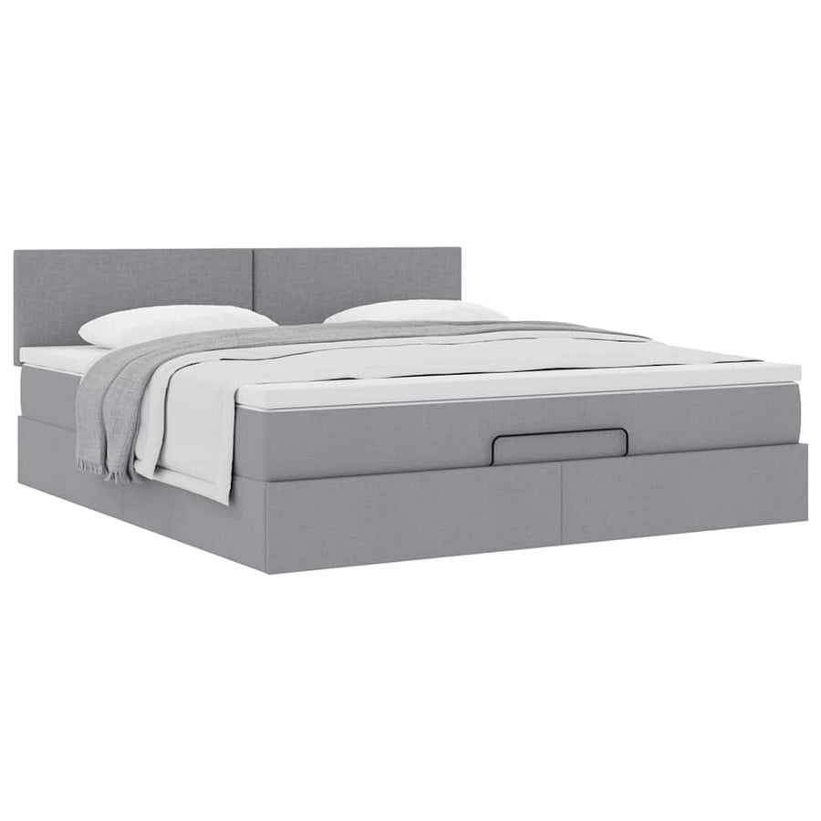 Ottoman bed met matras 160x200cm stof lichtgrijs