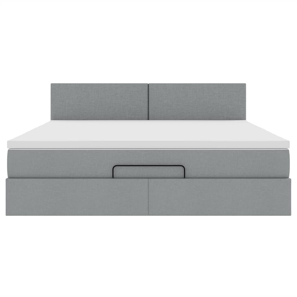 Ottoman bed met matras 160x200cm stof lichtgrijs