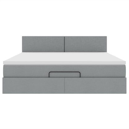 Ottoman bed met matras 160x200cm stof lichtgrijs