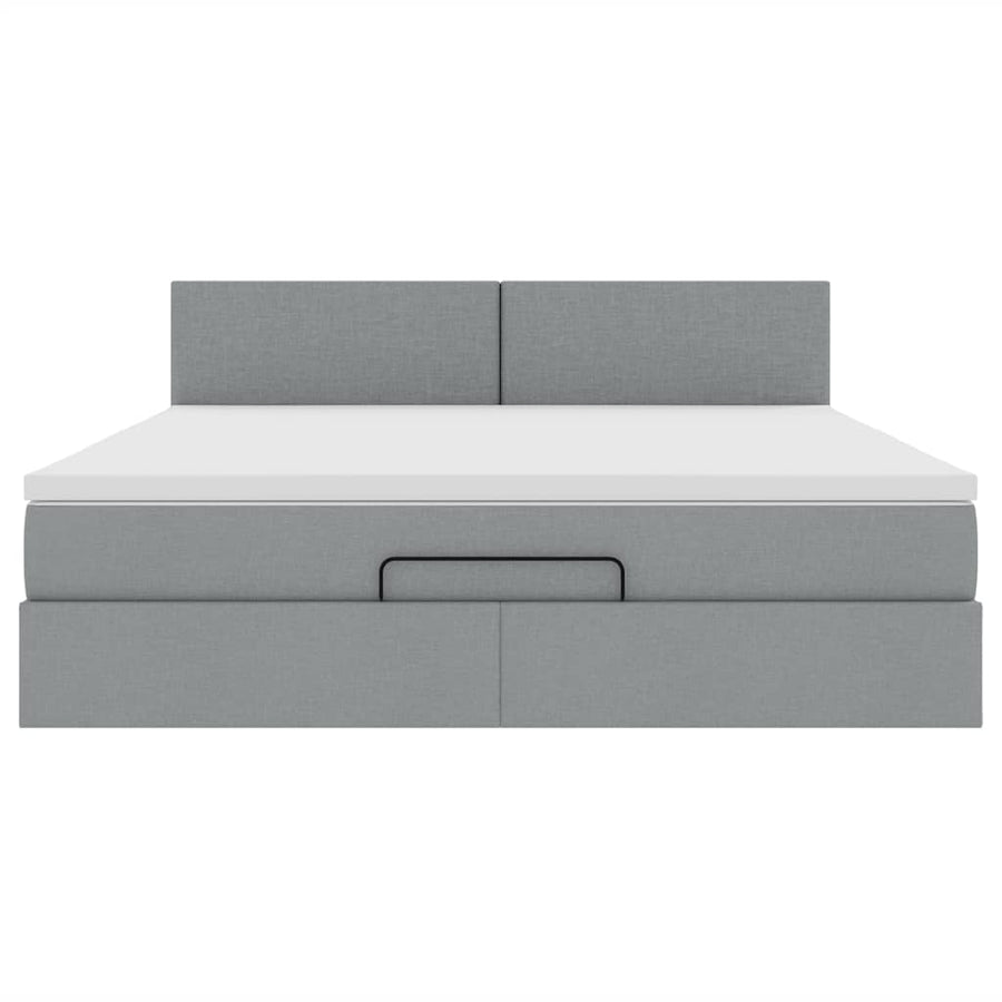 Ottoman bed met matras 160x200cm stof lichtgrijs