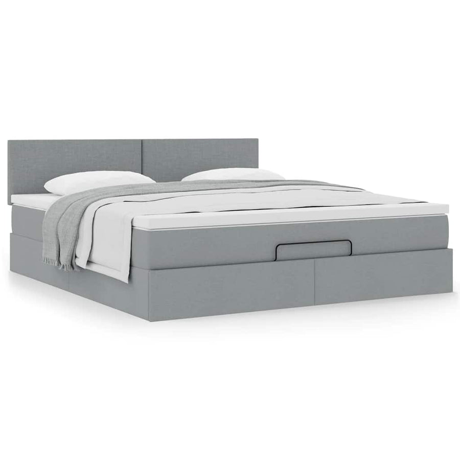 Ottoman bed met matras 160x200cm stof lichtgrijs