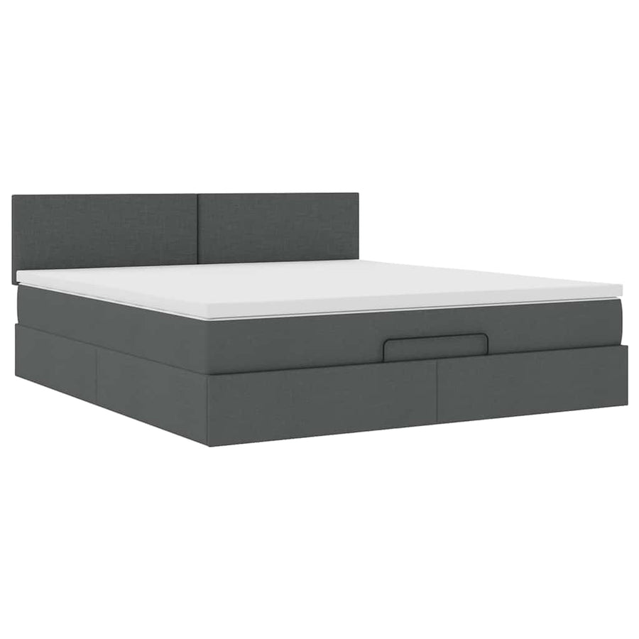 Ottoman bed met matras 160x200cm stof donkergrijs