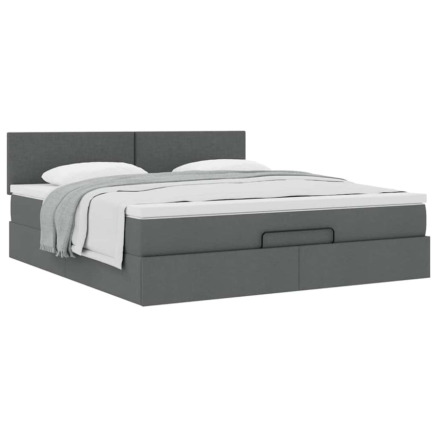Ottoman bed met matras 160x200cm stof donkergrijs