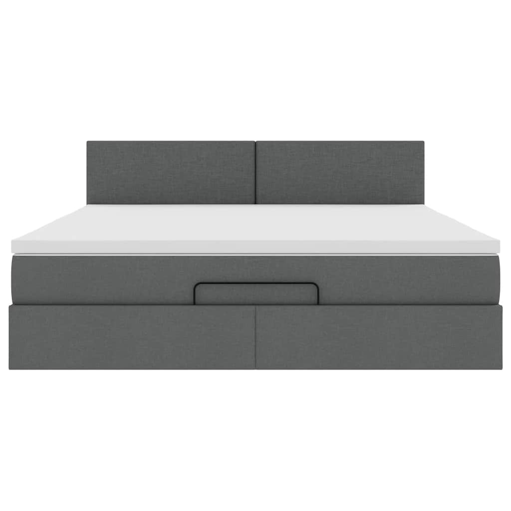 Ottoman bed met matras 160x200cm stof donkergrijs
