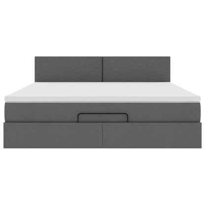Ottoman bed met matras 160x200cm stof donkergrijs