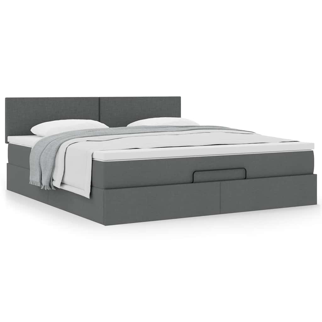 Ottoman bed met matras 160x200cm stof donkergrijs