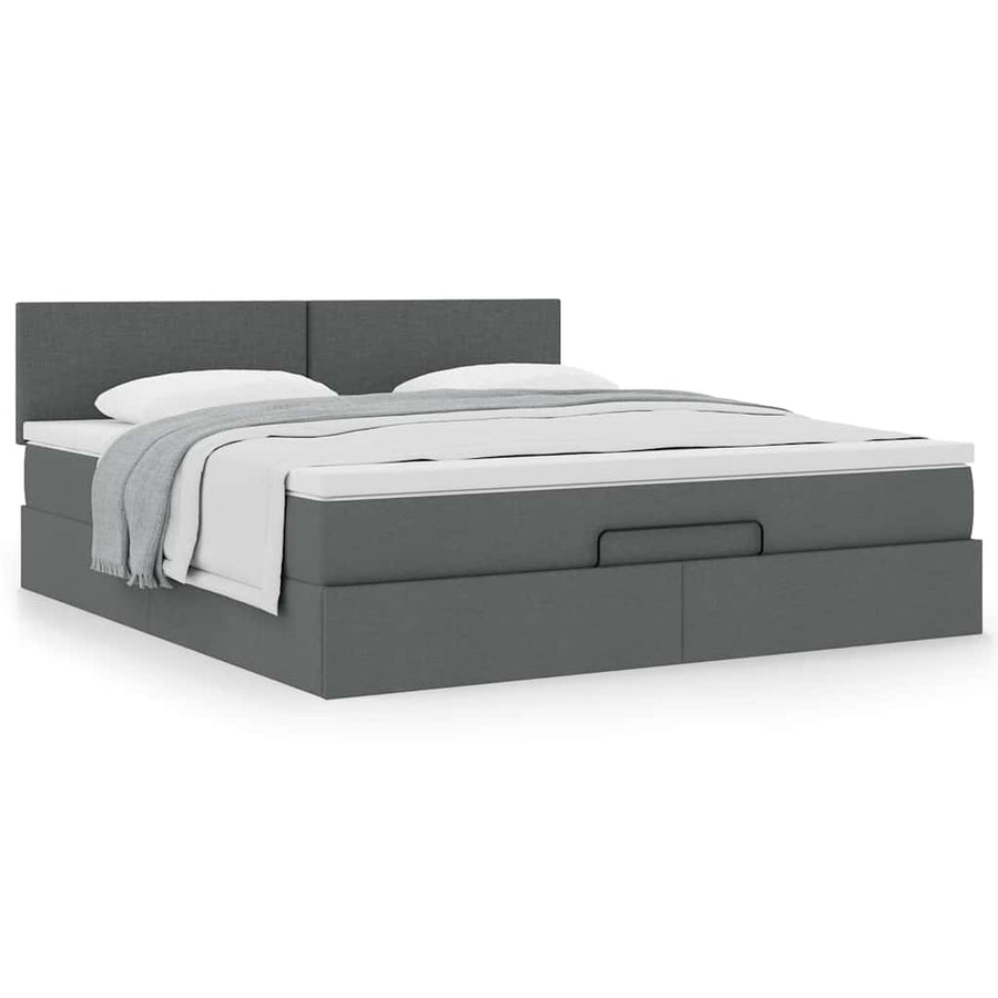 Ottoman bed met matras 160x200cm stof donkergrijs