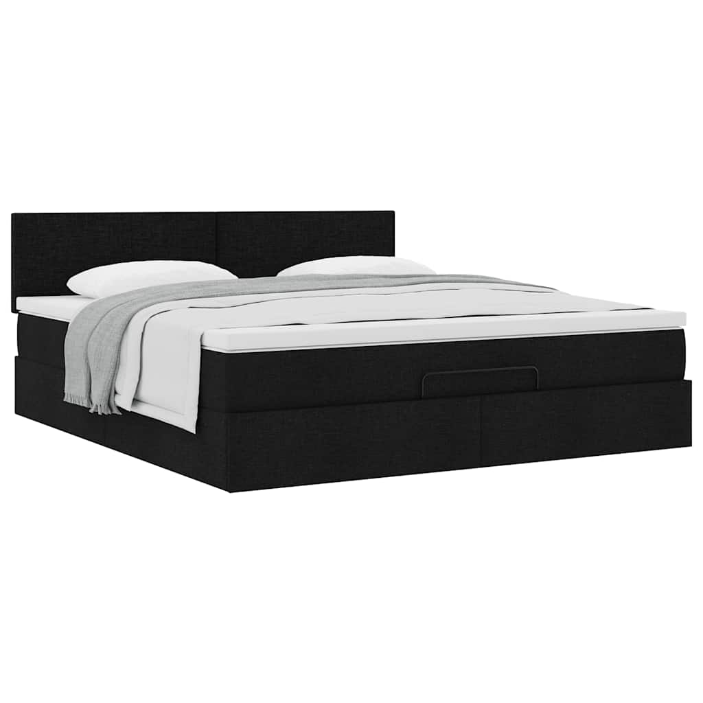 Ottoman bed met matras 160x200cm stof zwart
