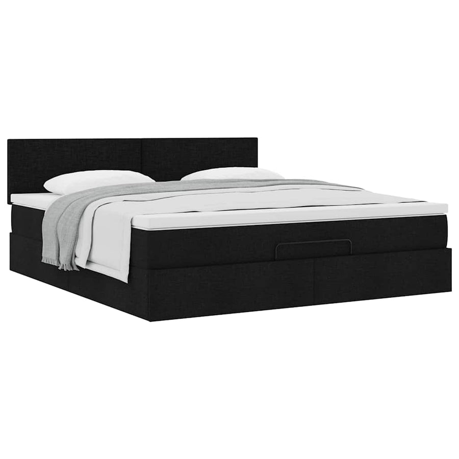 Ottoman bed met matras 160x200cm stof zwart