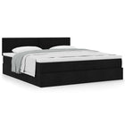 Ottoman bed with mattress 160x200cm black fabric