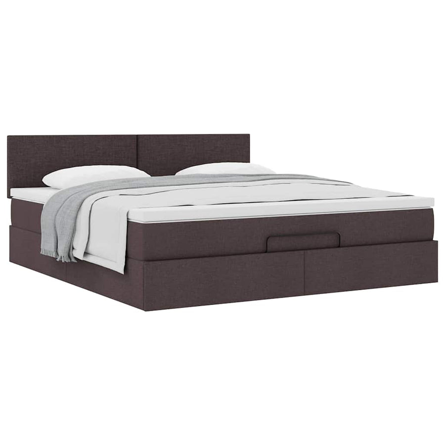 Ottoman bed met matras 160x200cm stof donkerbruin