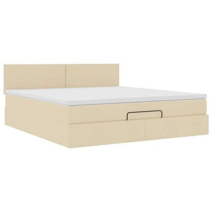 Ottoman bed met matras 160x200cm stof crèmekleurig