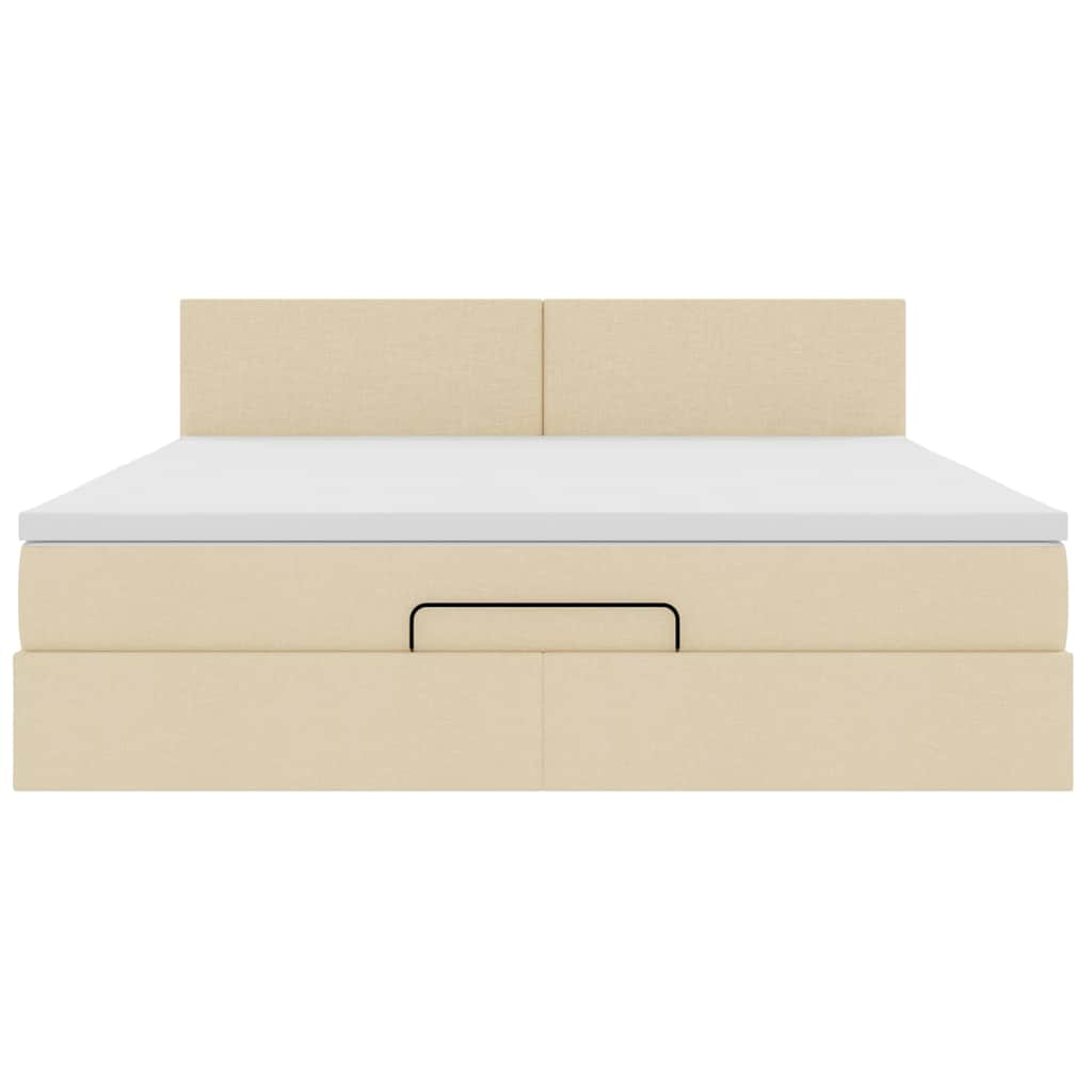 Ottoman bed met matras 160x200cm stof crèmekleurig