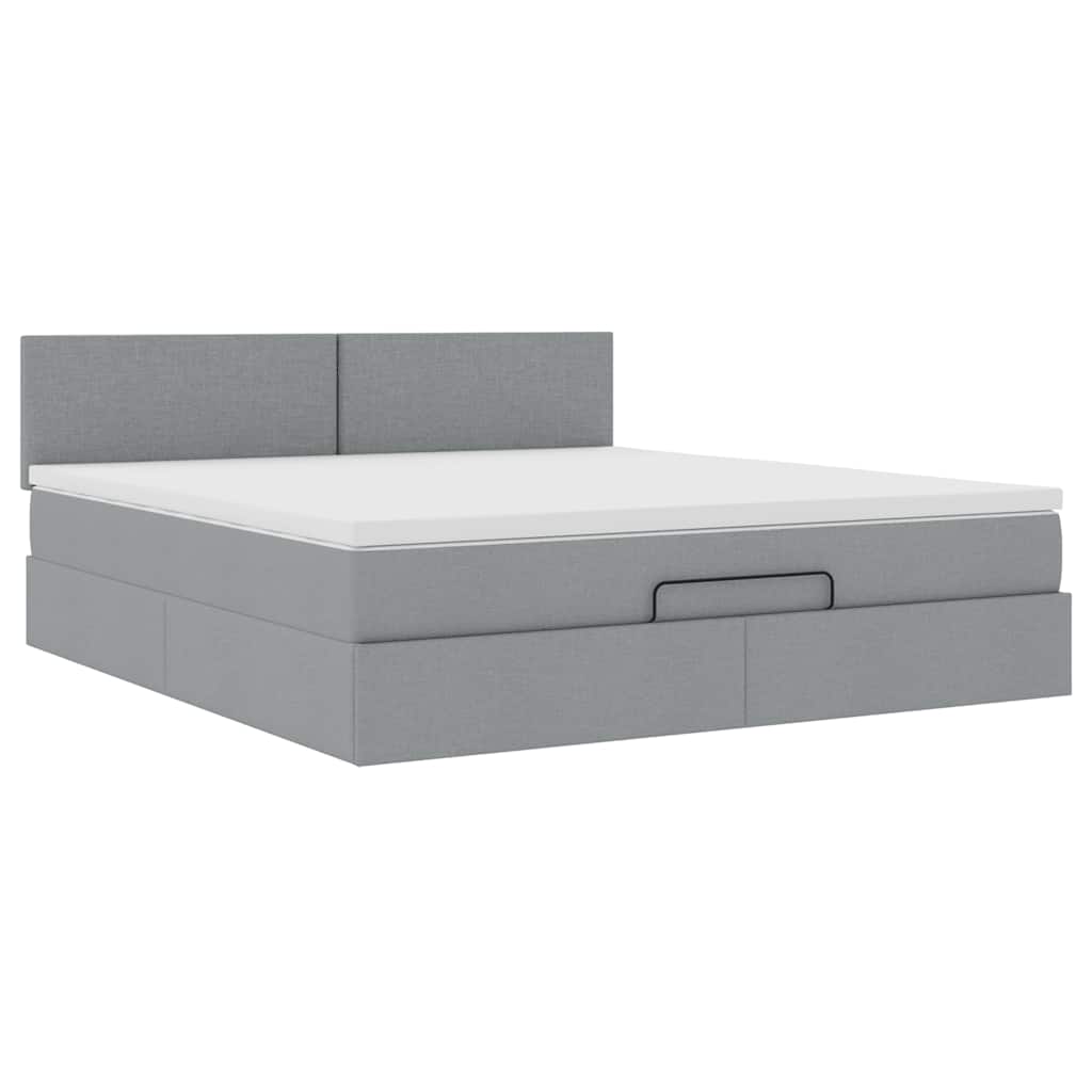Ottoman bed met matras 180x200cm stof lichtgrijs