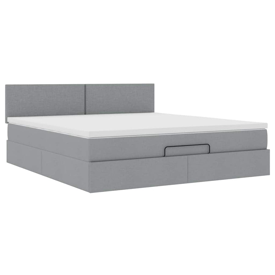 Ottoman bed met matras 180x200cm stof lichtgrijs