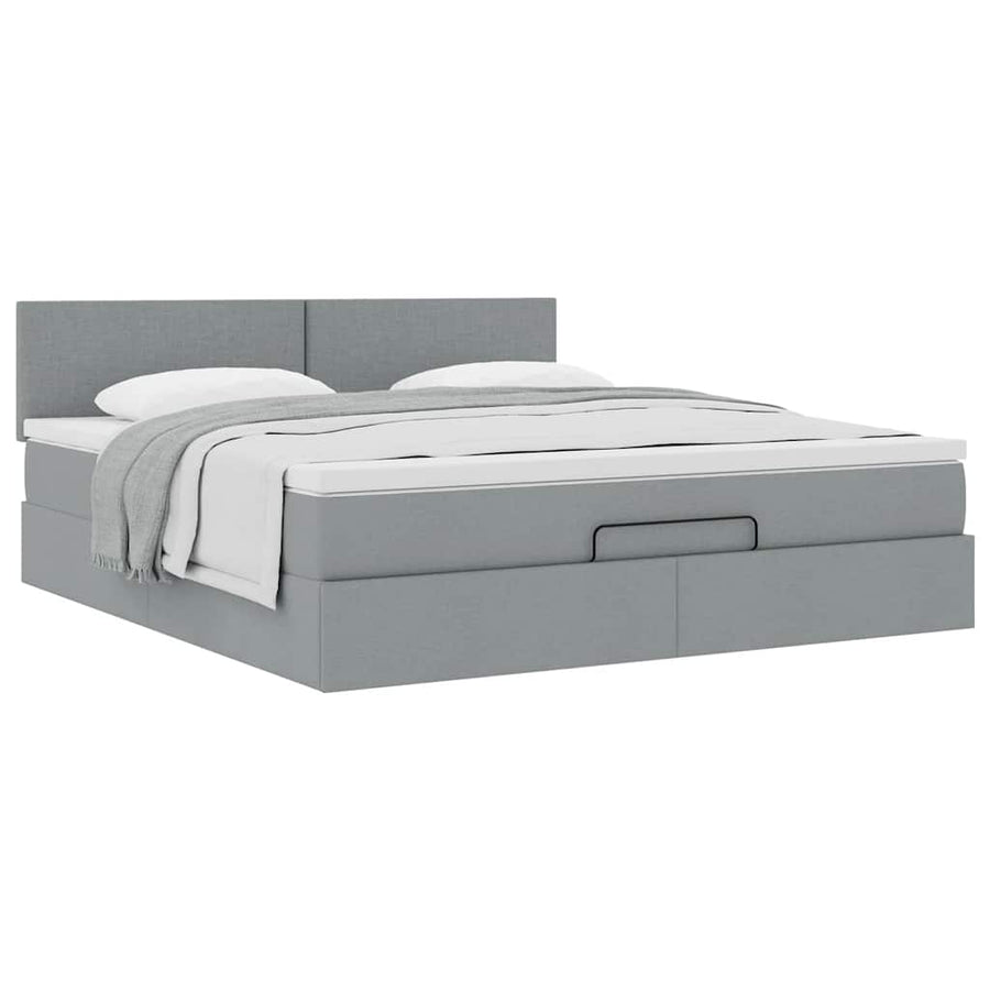 Ottoman bed met matras 180x200cm stof lichtgrijs