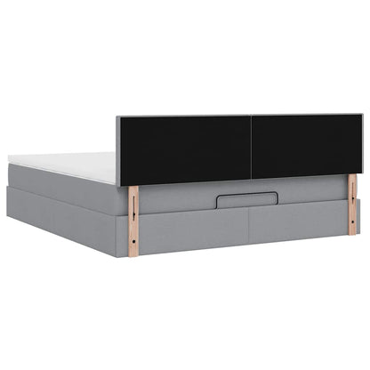 Ottoman bed met matras 180x200cm stof lichtgrijs