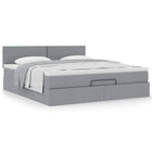 Ottoman bed with mattress 180x200cm fabric light grey