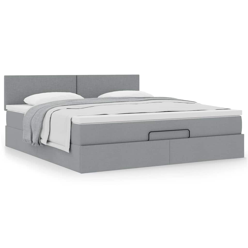 Ottoman bed met matras 180x200cm stof lichtgrijs