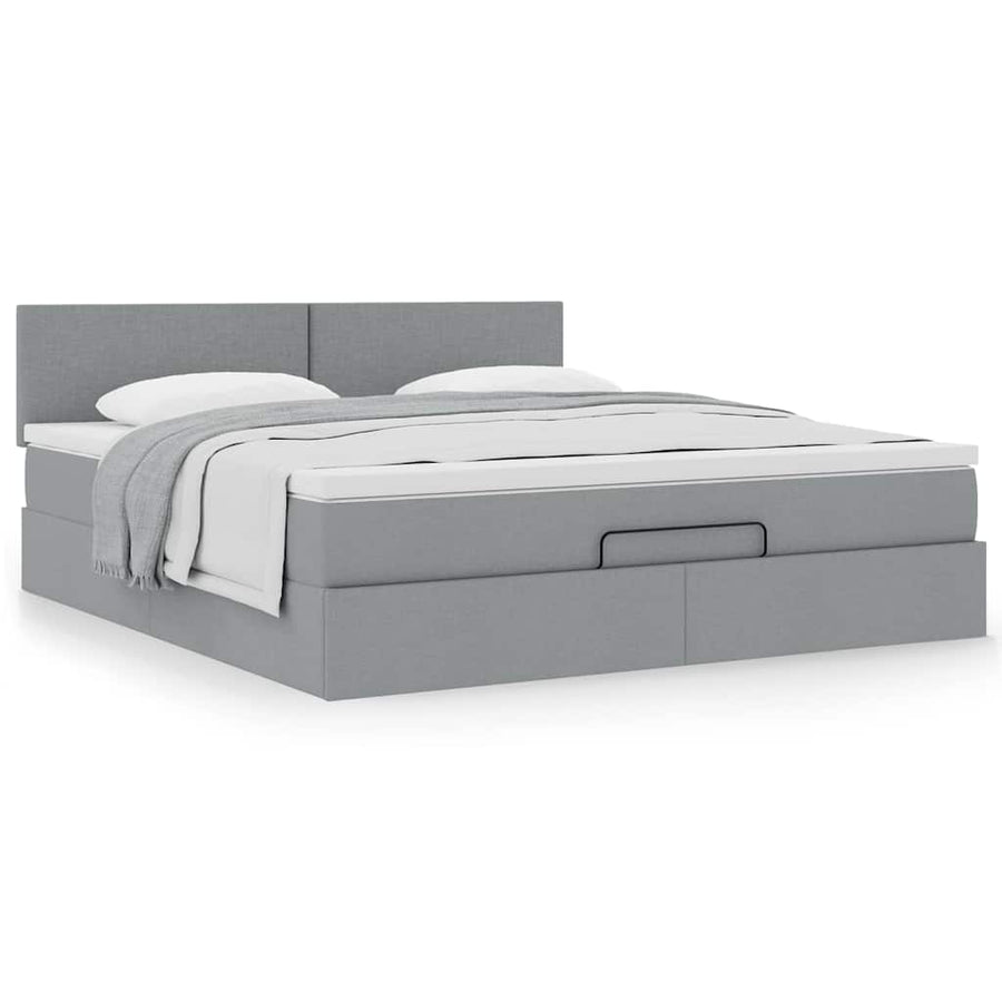 Ottoman bed met matras 180x200cm stof lichtgrijs