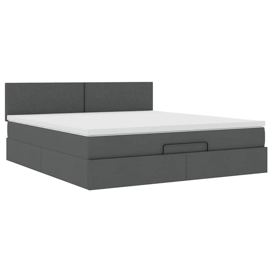 Ottoman bed met matras 180x200cm stof donkergrijs