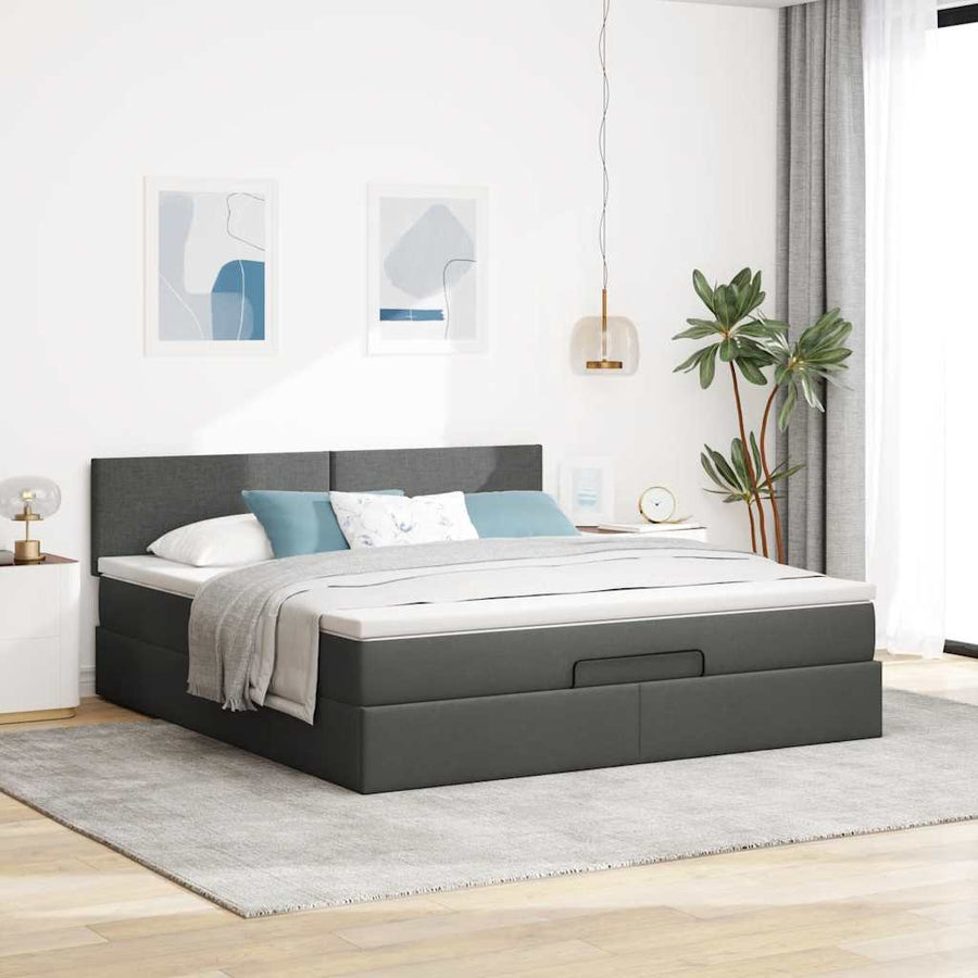 Ottoman bed met matras 180x200cm stof donkergrijs