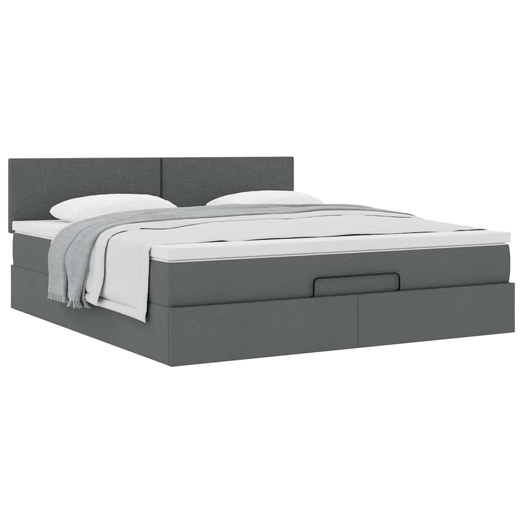 Ottoman bed met matras 180x200cm stof donkergrijs