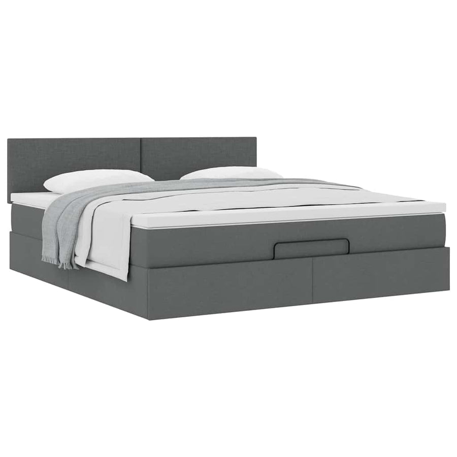 Ottoman bed met matras 180x200cm stof donkergrijs
