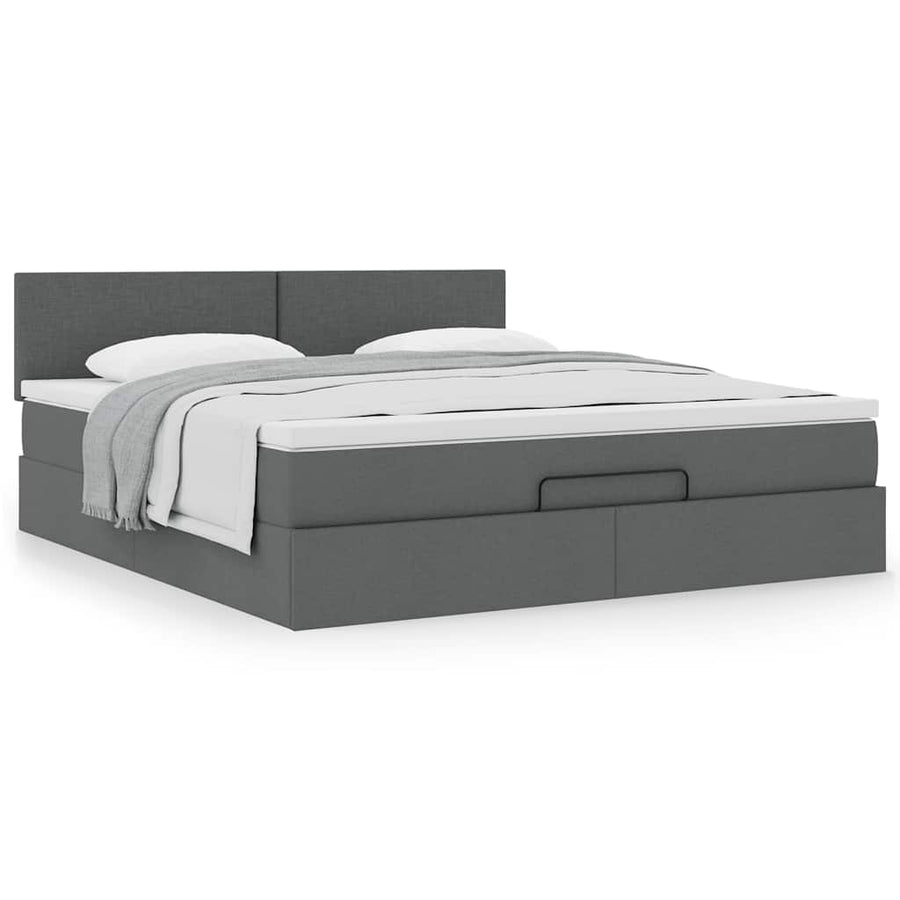 Ottoman bed met matras 180x200cm stof donkergrijs