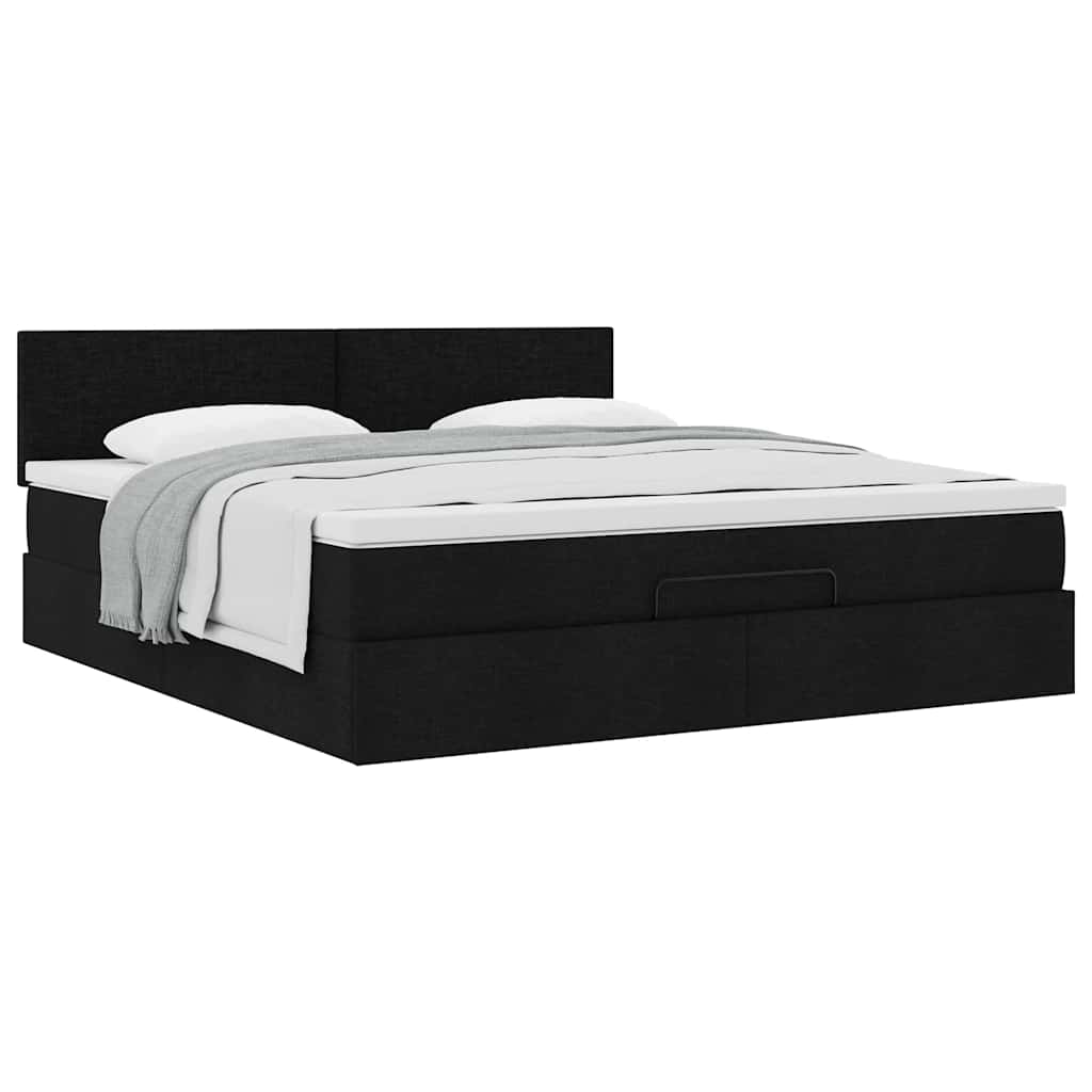 Ottoman bed met matras 180x200cm stof zwart