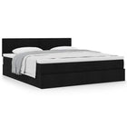 Ottoman bed with mattress 180x200cm black fabric
