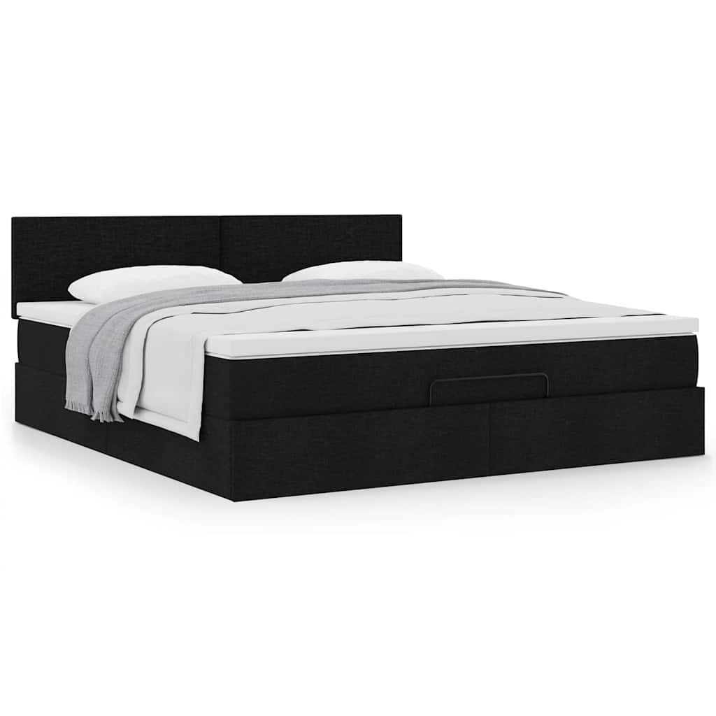 Ottoman bed met matras 180x200cm stof zwart