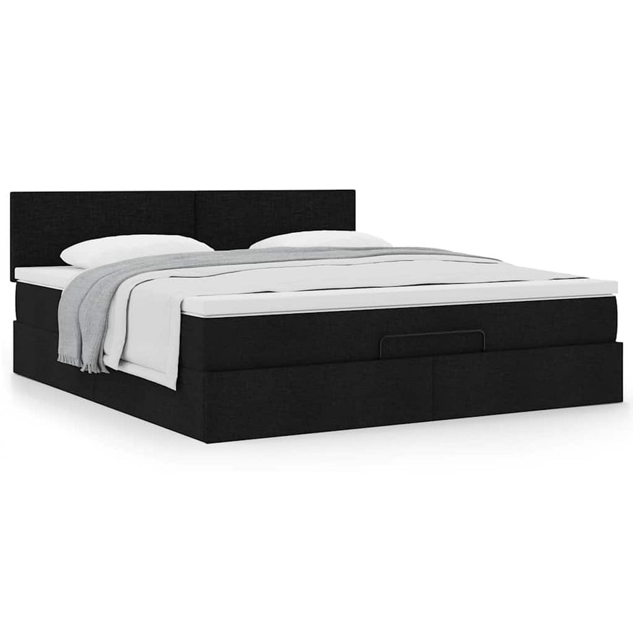 Ottoman bed met matras 180x200cm stof zwart