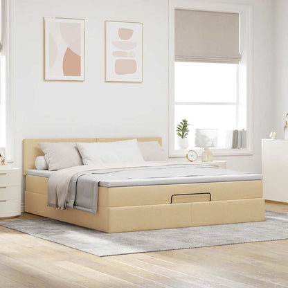 Ottoman bed met matras 180x200cm stof crèmekleurig