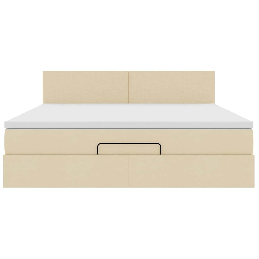 Ottoman bed met matras 180x200cm stof crèmekleurig