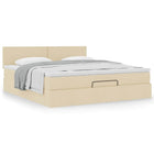 Ottoman bed with mattress 180x200cm fabric cream