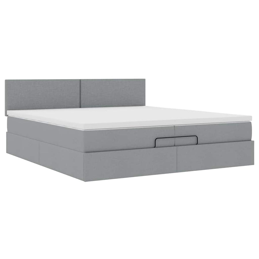 Ottoman bed met matras 200x200 cm stof lichtgrijs