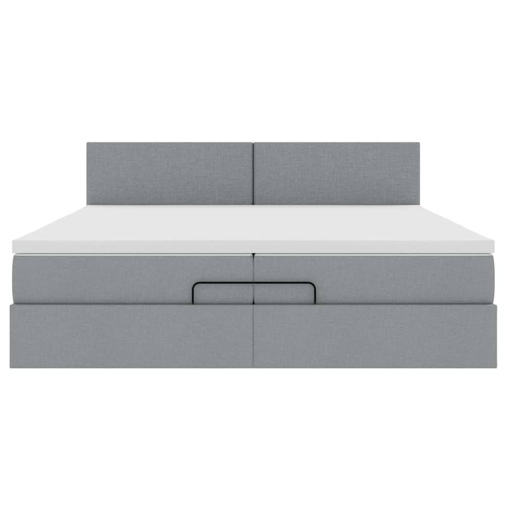 Ottoman bed met matras 200x200 cm stof lichtgrijs