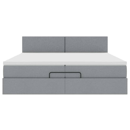 Ottoman bed met matras 200x200 cm stof lichtgrijs