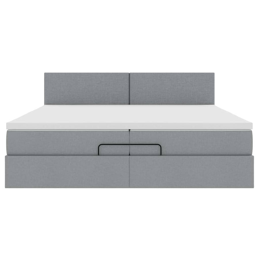 Ottoman bed met matras 200x200 cm stof lichtgrijs