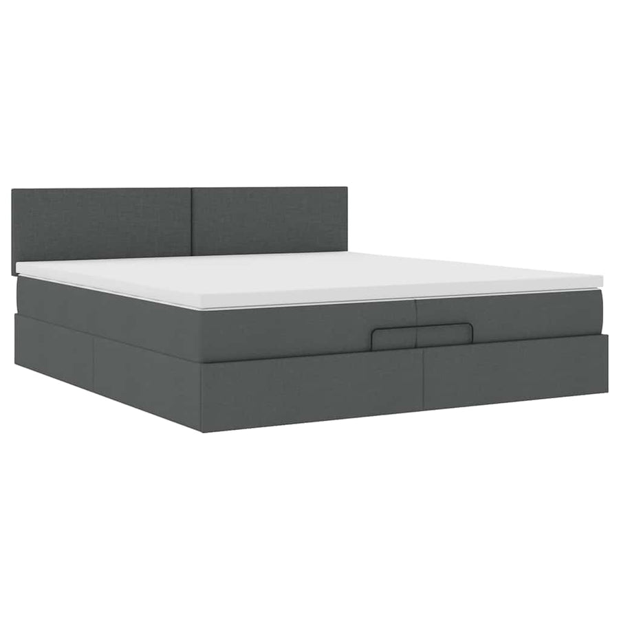 Ottoman bed met matras 200x200 cm stof donkergrijs
